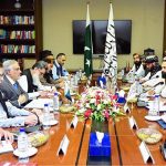 Deputy Prime Minister and Foreign Minister Senator Mohammad Ishaq Dar in a bilateral meeting with the Acting Foreign Minister of Afghanistan, Mawlawi Amir Khan Muttaqi, on the sidelines of the 6th Trilateral Meeting of the Foreign Ministers of Pakistan, China, and Afghanistan