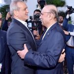 President Asif Ali Zardari receiving Iranian President Dr Masoud Pezeshkian at Awan-e- Sadr