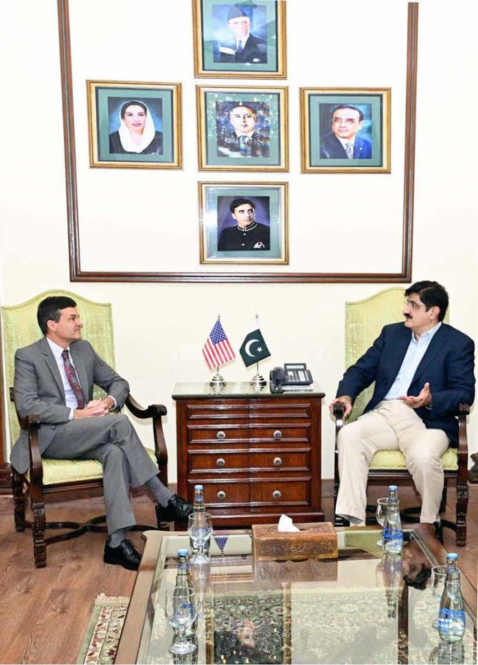 Sindh Chief Minister Syed Murad Ali Shah meets with U.S. Consul General Scott Urbom who paid him a farewell visit at the Chief Minister’s House