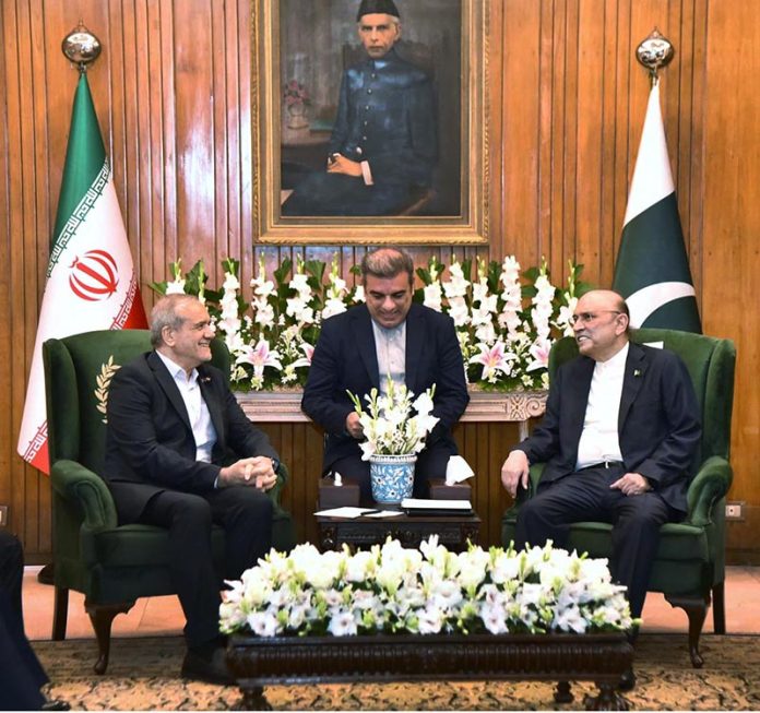 The President of Iran Dr Masoud Pezeshkian called on President Asif Ali Zardari, at Awan-e- Sadr