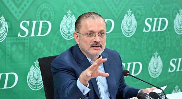 Sindh Senior Minister, Sharjeel Memon, addressing a press conference at the Sindh Information Department