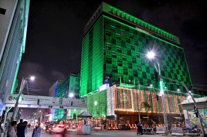 Decorated view of the KPT Building with colourful lights signifies its participation in national celebration and fosters a sense of shared pride and unity with the theme of “Maarka-e-Haq” (Struggle for Right) profoundly resonant for Pakistan’s Independence Day