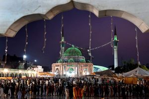 A well decorated view of Data Darbar with colorful lights in connection with 982 Urs of Data Ali Hajveri(RA) as a large number of people arrives to attend the three day Urs celebrations of renowned Sufi Data Gunj Buksh