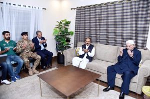 President Asif Ali Zardari visited the residence of Shaheed Major Chaudhry Rizwan Tahir. He paid tribute to the brave officer who embraced martyrdom in the line of duty during an operation in Noshki, Balochistan, and expressed solidarity with the bereaved family