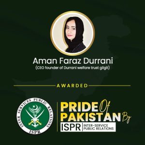 Gilgit’s Aman Faraz Durrani honored as youngest Pride of Pakistan
