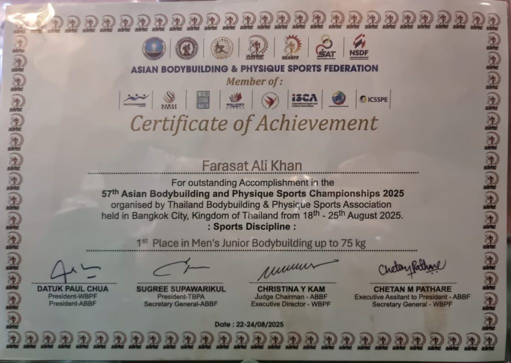 Multan’s puncture repairer Firasat Ali wins bodybuilding gold in Thailand