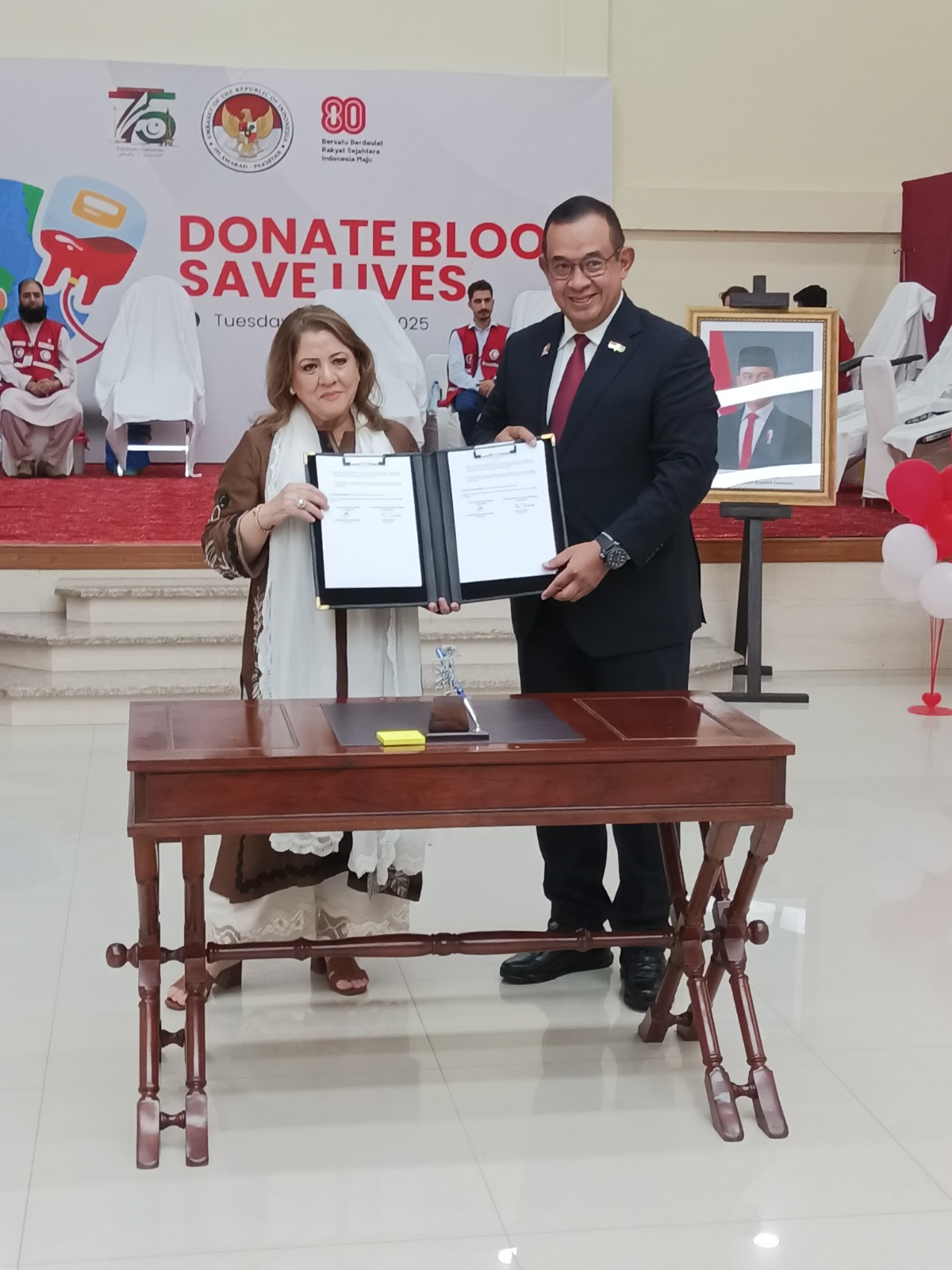 Indonesian embassy,PRCS jointly organizes blood donation drive on 80th Independence Celebration