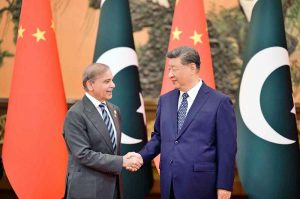 Prime Minister Muhammad Shehbaz Sharif meets with President of People's Republic of China H.E. Xi Jinping.