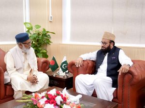A high-level Bangladeshi delegation led by Bangladesh's Advisor to the President of Religious Affairs A.F.M Khalid Hussain calls on Federal Minister for Religious Affairs and Inter-Faith Harmony Sardar Muhammad Yousaf