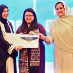 Federal Minister for IT & Telecom, Ms. Shaza Fatima Khawaja, distributing certificates to a graduate during the convocation of Cohort 4 and 5 at the National Incubation Centre, encouraging youth-led entrepreneurship