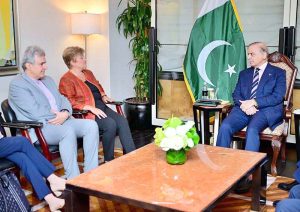 Prime Minister Muhammad Shehbaz Sharif meets Managing Director of IMF Ms. Kristalina Georgieva on the sidelines of 80th Session of UNGA.