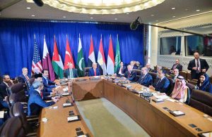 Prime Minister Muhammad Shehbaz Sharif attends meeting of the Arab Islamic leaders hosted by The President of the United States Donald Trump and Emir of Qatar H.E. Sheikh Tamim Bin Hamad Al Thani.
