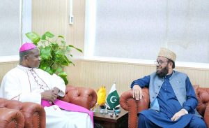 Federal Minister for Religious Affairs and Inter-Faith Harmony Sardar Muhammad Yousaf in a meeting with the Archbishop Germano Penemote, Ambassador of Holy See (Vatican City).