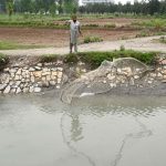 A man casts his net in a canal near Chuha Gujar area, as flash floods have disrupted fish markets and destroyed farms in Punjab
