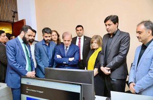 Prime Minister Muhammad Shehbaz Sharif visiting sections of Pakistan TV Digital.