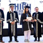 National Coordinator to the Prime Minister on Tourism, Sardar Yasir Ilyas Khan, presenting a certificate to a student during the “High Achievers Ceremony 2025” organized by Super Nova School to celebrate record-breaking results at a local hotel
