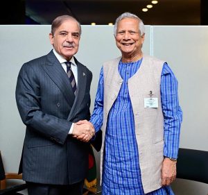 Prime Minister Muhammad Shehbaz Sharif held a bilateral meeting with Chief Adviser of Bangladesh Prof. Muhammad Yunus on the sidelines of 80th Session of UNGA.