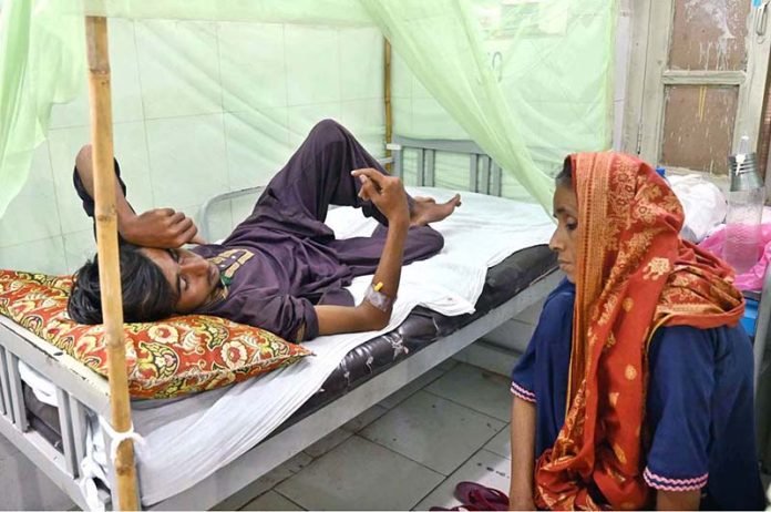 Dengue patients receiving treatment at Bhitai Hospital as the mosquito-borne virus continues to spread alarmingly in the city