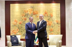 Prime Minister Muhammad Shehbaz Sharif meets with President of Islamic Republic of Iran, H.E. Masoud Pezeshkian on the sidelines of the Council of Heads of Member States of Shanghai Cooperation Organization.