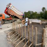 Ongoing repair and construction work on the motorway near Charsadda Interchange to ensure smooth traffic flow