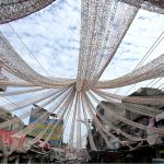 Noonarian Chowk bazaar decorated with beautiful Ceiling Drapes and lights in connection with Eid Milad-un-Nabi (PBUH) celebrations