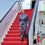 H.E. Sheikh Saoud bin Abdulrahman bin Hassan Al Thani, Deputy Prime Minister and Minister of State for Defense Affairs of Qatar welcomes Prime Minister Muhammad Shehbaz Sharif at Doha Airport