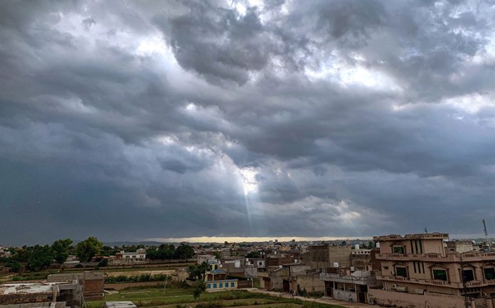 A beautiful view of thick clouds hovering over the skies of the Federal Capital during morning time