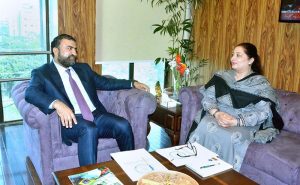 Balochistan Chief Minister Mir Sarfraz Bugti and PM's Coordinator Romina Khurshid Alam discuss collaborative projects to accelerate the climate agenda through strengthened Federal-Provincial Cooperation.