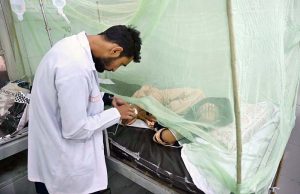 Dengue patients receiving treatment at Bhitai Hospital as the city battles an alarming surge in cases.