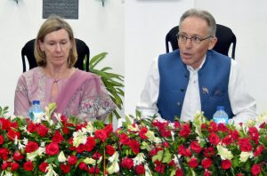 Australian High Commissioner to Pakistan Neil Hawkins talking to media persons during his visits Dawlance First-Ever Female-Led Service Centre in Pakistan.