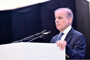 Prime Minister Muhammad Shehbaz Sharif addresses the ground breaking ceremony of T-Chowk Flyover