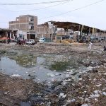A view of sewerage water and garbage at subzi mandi need the attention of concerned authorities.