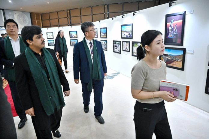 Minister of State for National Heritage & Culture Division Huzifa Rehman visiting during opening ceremony of Digital Immersive Gallery at Islamabad Museum