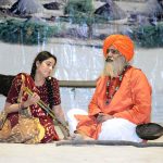 Artists perform the stage drama “Dhoin Ki Dewar” presented by Arts Council of Pakistan, Larkana, on late Sunday night, highlighting vibrant cultural expression