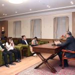 Federal Minister for Planning, Development and Special Initiatives Prof. Ahsan Iqbal talking to the Chinese media about his visit at the Pakistan Embassy