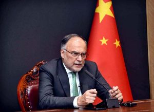Federal Minister for Planning, Development and Special Initiatives Prof. Ahsan Iqbal talking to the Chinese media about his visit at the Pakistan Embassy