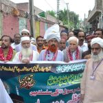 Federal Minister for Investment Board Qaiser Ahmad Sheikh participating Central Markazi Anjuman Raza E Mustafa Eid Milad Nabi PBUH Rally
