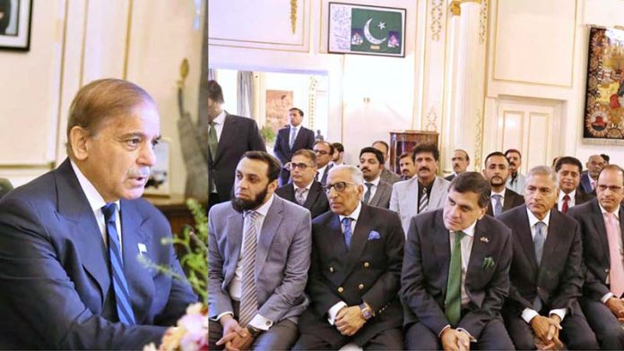 Prime Minister Muhammad Shehbaz Sharif addresses the overseas Pakistanis based in the UK