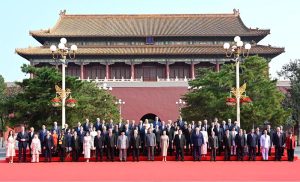 Prime Minister Muhammad Shehbaz Sharif in a group photo with the world leaders during the celebrations of 80th birthday of Anti-fascist war
