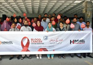 Participants join a Blood Cancer Awareness Walk organized by the Department of Hematology, Sheikh Zayed Hospital, in collaboration with Himmel Pharmaceuticals