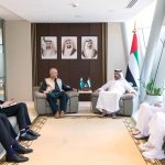 Faisal Niaz Tirmizi, Pakistan’s Envoy to the UAE, pays a farewell call on Abdulla bin Touq Al Marri, Minister of Economy and Tourism, , at the Ministry in Abu Dhabi