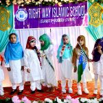 Junior students reciting naat during mehfil-a-milad at Right Way Islamic school in connection with Eid Milad-un-Nabi (SAWW) Celebrations