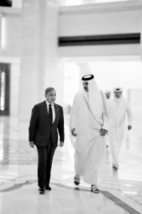 Prime Minister Muhammad Shehbaz Sharif meets Amir of Qatar his Highness Skeikh Tamim bin Hamad Al Thani