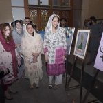 Federal Secretary for Information and Broadcasting, Ambreen Jan, visits the calligraphy exhibition after inaugurating the event at the Pak-China Center, organized by the Directorate of Electronic Media & Publications (DEMP) in observance of the 1500th Eid Milad-un-Nabi