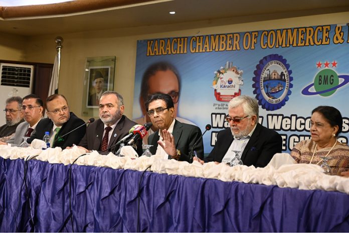 Federal Minister for Education and Professional Training, Dr. Khalid Maqbool Siddiqui, addressing at Karachi Chamber of Commerce and Industry (KCCI)