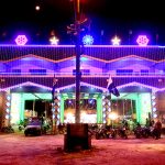 An illuminated view of Rabi-ul-awal gate decorated with colorful lights in connection with Eid Milad-un-Nabi (SAWW) Celebrations