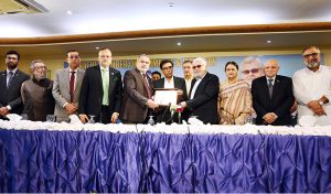 Federal Minister for Education and Professional Training, Dr. Khalid Maqbool Siddiqui, addressing at Karachi Chamber of Commerce and Industry (KCCI)