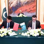 President Asif Ali Zardari witnessing the signing of an MoU between Mr Zhu Hao of Sichuan Chuanxiao Fire Trucks Manufacturing Company and Dr Ammad Hussain, Director of ASM Services, establishing a framework for cooperation in supply, distribution, sales, and after-sales services of fire trucks and advanced emergency equipment for Pakistan