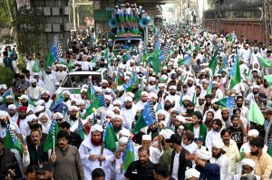 Punjab Governor Sardar Saleem Haider leads while a large number of people participate in a religious procession to celebrate Eid-e-Milad-un-Nabi(S.A.AW), which commemorates the birth anniversary of Prophet Muhammad(PBUH)