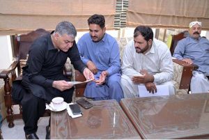 Chairman Punjab Land Records Authority MPA Chaudhry Tariq Subhani is listening to the public issues.